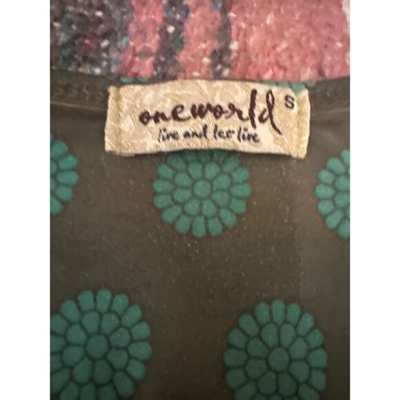 One World Womens S Multicolor Floral & Abstract Pattern Dress Rhinestone Art - Picture 2 of 7